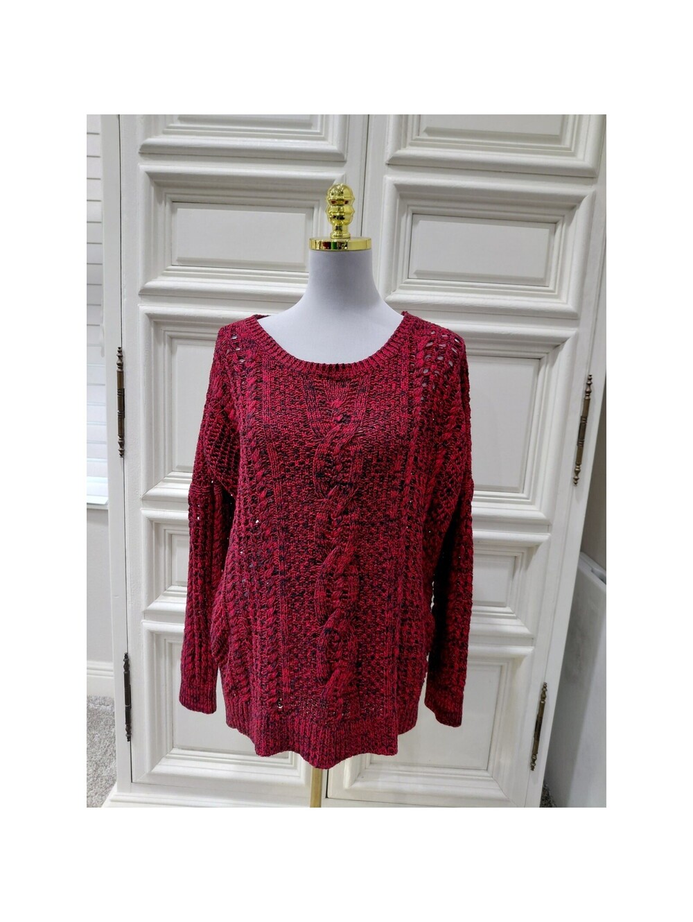 Express womens oversized red and black sweater size small large knit